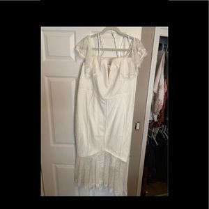 Off the shoulder ivory lace dress